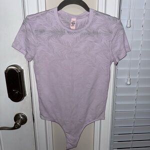 Victoria's Secret Lilac Palm-Print Short Sleeve Bodysuit